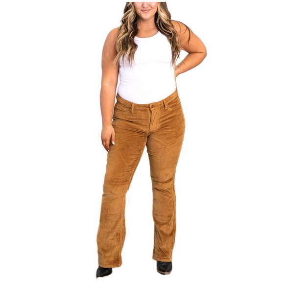 Judy Blue High Rise Camel Corduroy Bootcut Pant Women's 22W Stretch #AR88521 NWT - Picture 2 of 16